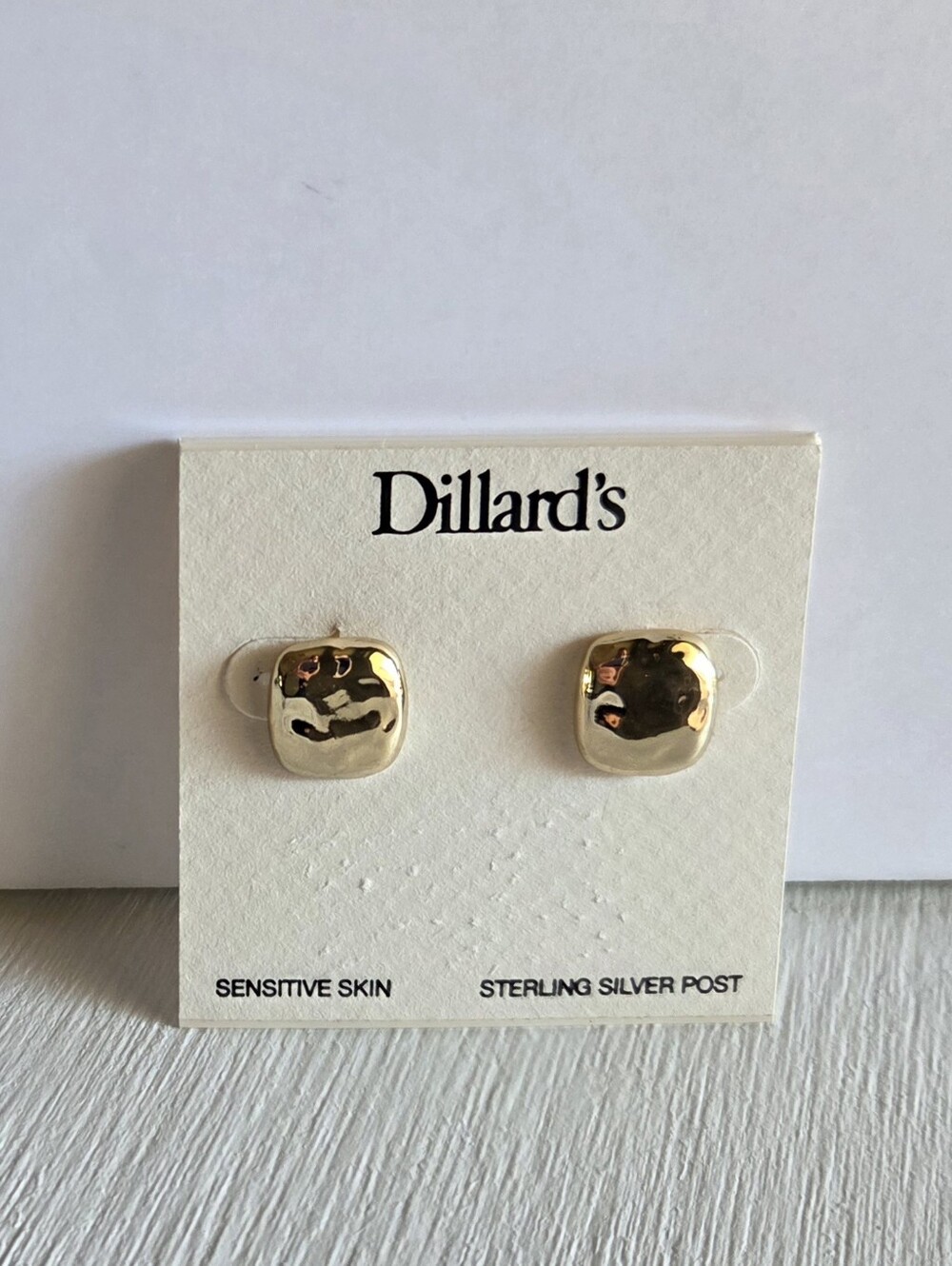 Dillards Tailored Sensitive Hammered Gold Stud Earrings